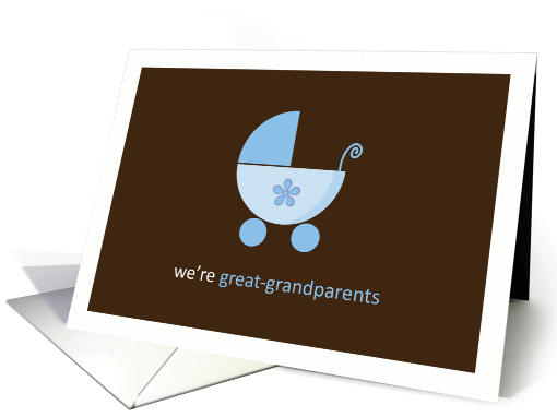 We're Great-Grandparents Blue Stroller Announcement card (879360)