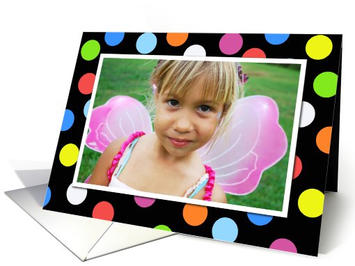 Happy Birthday Colorful Polka Dots Photo Card Invitation card (880575)