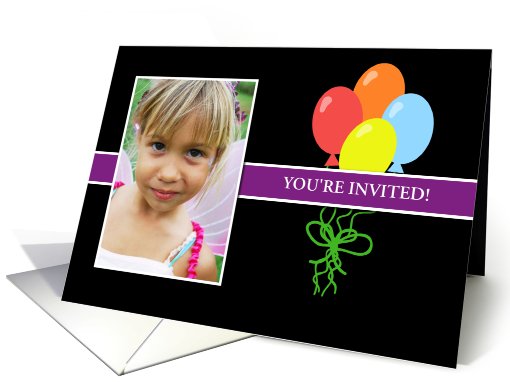 Happy Birthday Photo Card Invitation with Balloons card (924753)