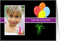 Happy Birthday Photo Card Invitation with Balloons card