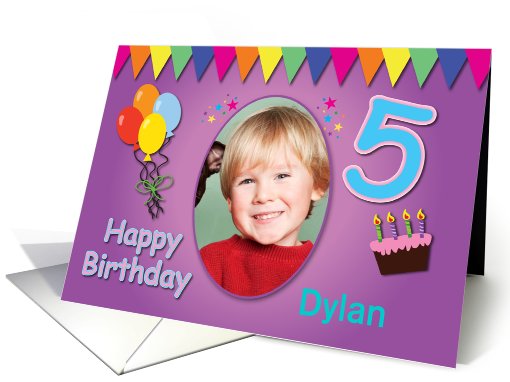 Happy 5th Birthday Photo Card with Name card (925596)