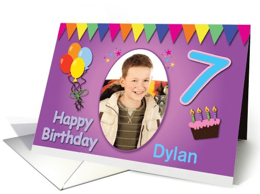 Happy 7th Birthday Photo Card with Name card (925619)