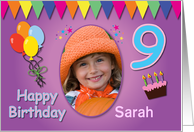 Happy 9th Birthday Photo Card with Name card