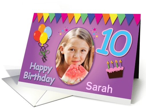 Happy 10th Birthday Photo Card with Name card (925814)