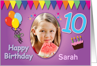 Happy 10th Birthday Photo Card with Name card