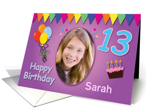 Happy 13th Birthday Photo Card with Name card (925818)