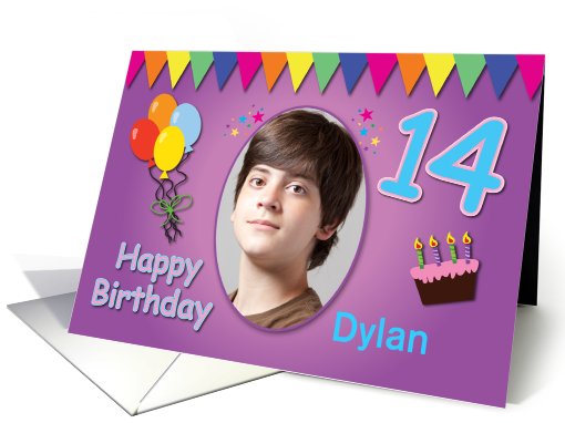 Happy 14th Birthday Photo Card with Name card (925855)