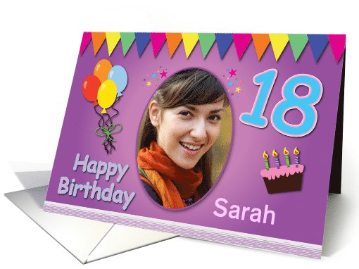 Happy 18th Birthday Photo Card with Name card (925863)