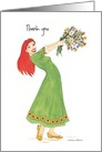Thank You girl with flowers card