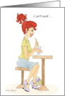 Soda girl with bright red hair card