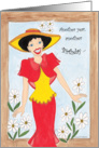 Birthday,lady in red dress with hat card