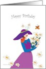 Happy Birthday girlfriend holding flowers card