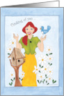 Thinking of You, Flowers, Blue Bird card