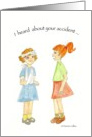 Heard about your accident, girl with arm in sling card