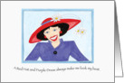 A Red Hat and Purple Dress Blank Note Card