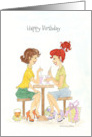Birthday Girlfriend Two Women Sitting at Table in Soda Shop card