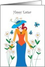 Happy Easter girl in Garden card