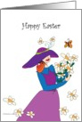 Happy Easter girl in Garden card