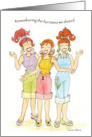Three girlfriends laughing remembering fun times card
