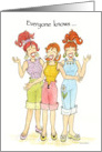 Three girls laughing with best friend card
