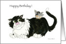 Cat and Little Chickadee Birthday card