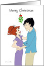 Christmas Mistletoe Couple Engagement card