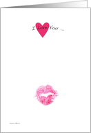 I Love you Valentine Kiss card