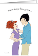 Young couple in LOVE card