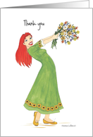 Thank You girl with flowers card