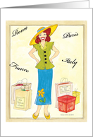 Bon Voyage, Lady with packages,Travel card