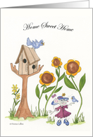 Bird house with two little blue birds Home Sweet Home Card