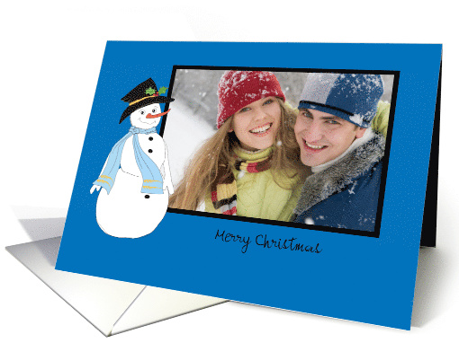Snowman with black hat and holly card (851458)