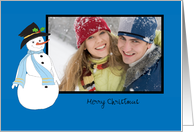 Snowman with black hat and holly card