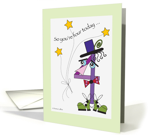 Birthday Number Four all dressed up card (852361)