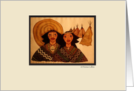 Indian man and woman with sun in background card