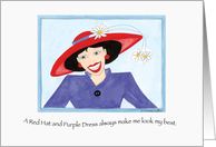 A Red Hat and Purple Dress Invitation Card