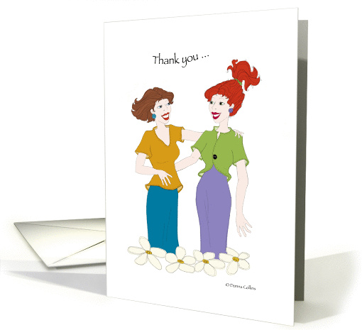 Thank you, friend card with two girlfriends card (875395)