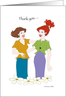 Thank you, friend card with two girlfriends card
