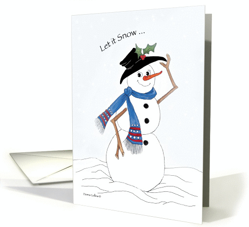 Let it Snow Snowman with a black hat, holly and a bright... (879388)