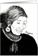 Indian Lady Illustration in Black and White note card