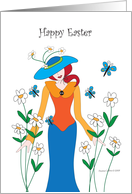 Happy Easter girl in Garden card