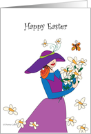 Happy Easter girl in Garden card