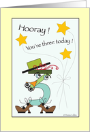 Number three with hat and shoes card