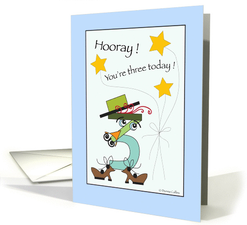Number three with hat and shoes card (890619)