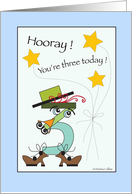 Number three with hat and shoes card