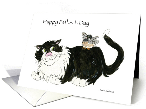 Father's Day to Coolest Cat in Town, black & white Cat... (929495)