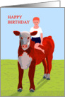 Boy and Calf Birthday Card