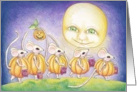 Trick or treating mice with a full moon card