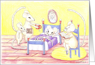 Mice helping a sick freind get well. card