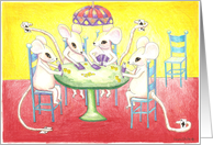 Poker game at the mouse house. card